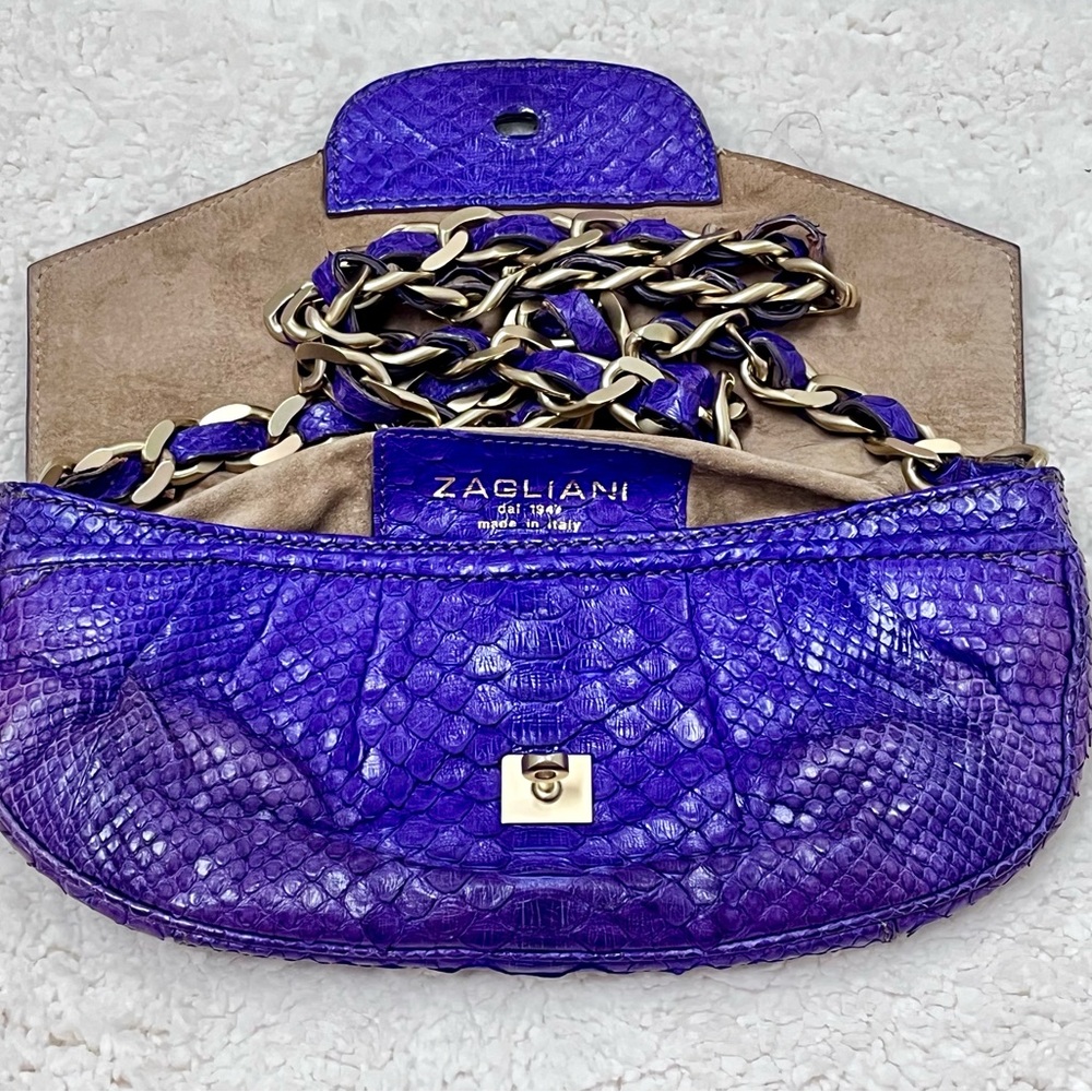 Zagliani Handmade Vintage Python Puffy Clutch Bag… - image 3